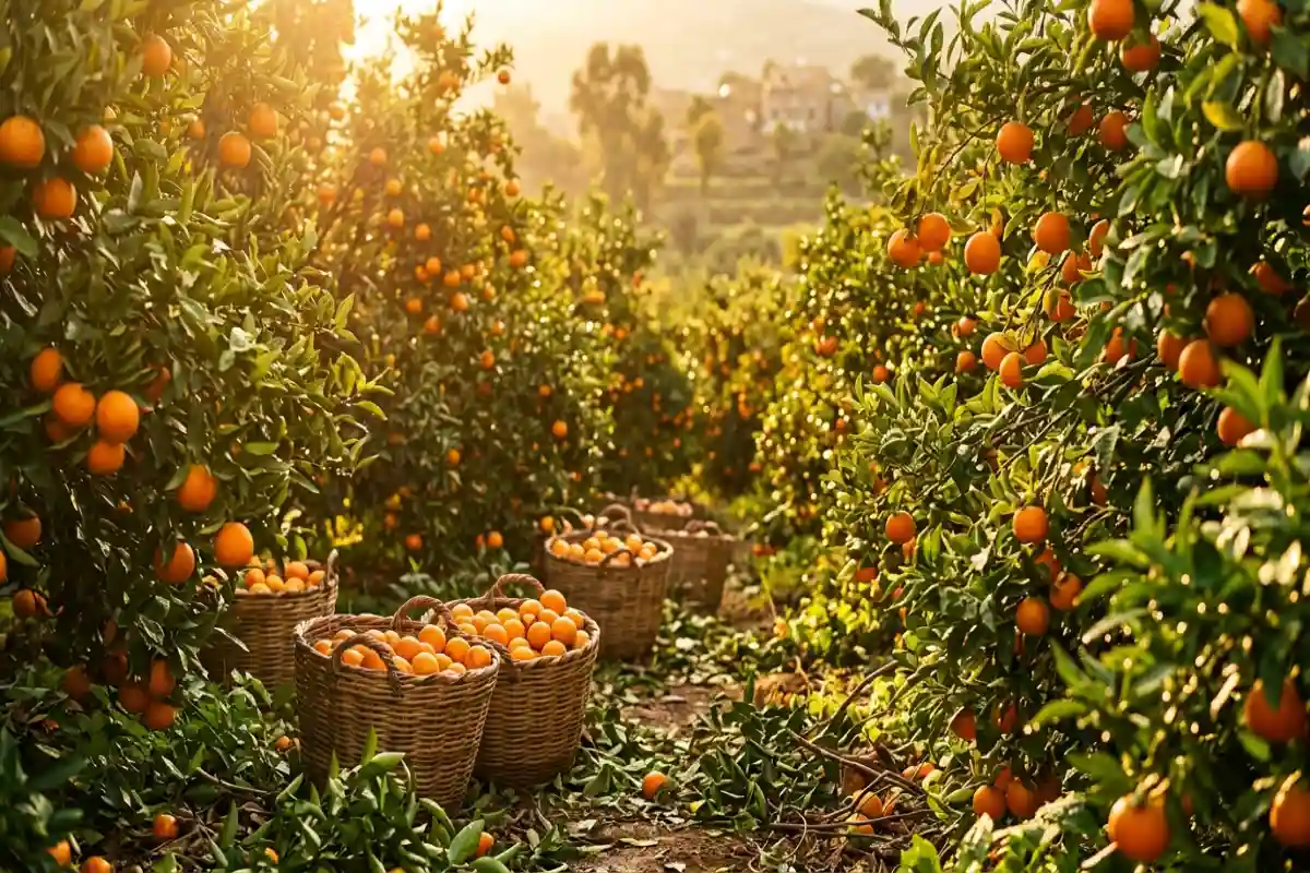 باغ های مرکبات و درختان نارنج در حاشیه شهر گتاب بابل