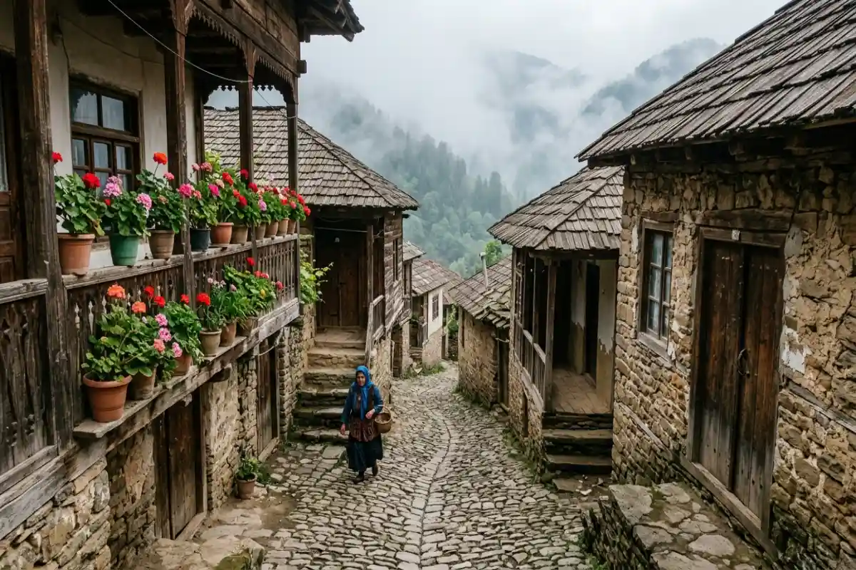 خانه های قدیمی با سقف لته پوش در روستای کندلوس کجور
