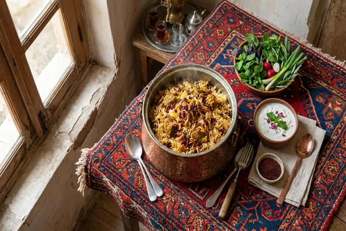 غذای محلی چکدرمه در یک اقامتگاه بومگردی در خان ببین