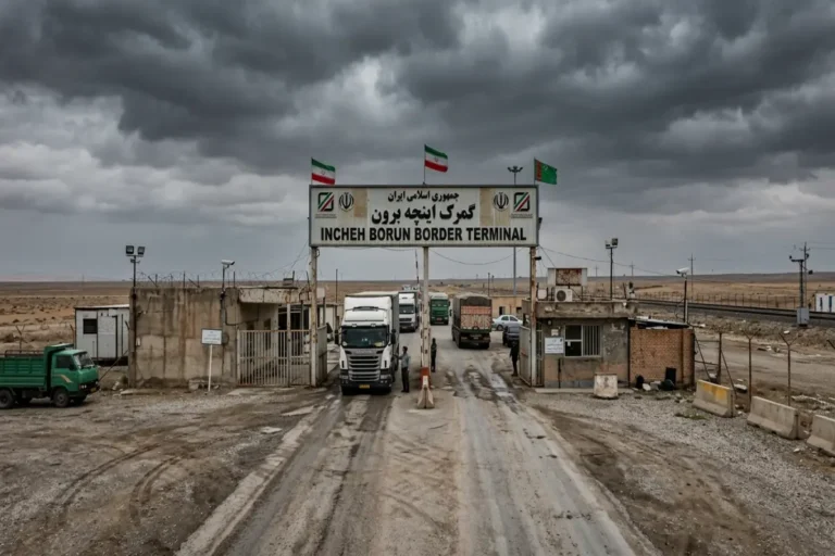 منظره مرز اینچه برون در استان گلستان با آسمان ابری