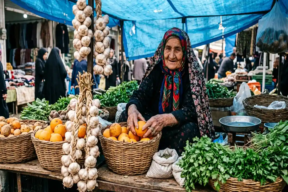 بازار محلی و سنتی بندرگز با محصولات کشاورزی تازه